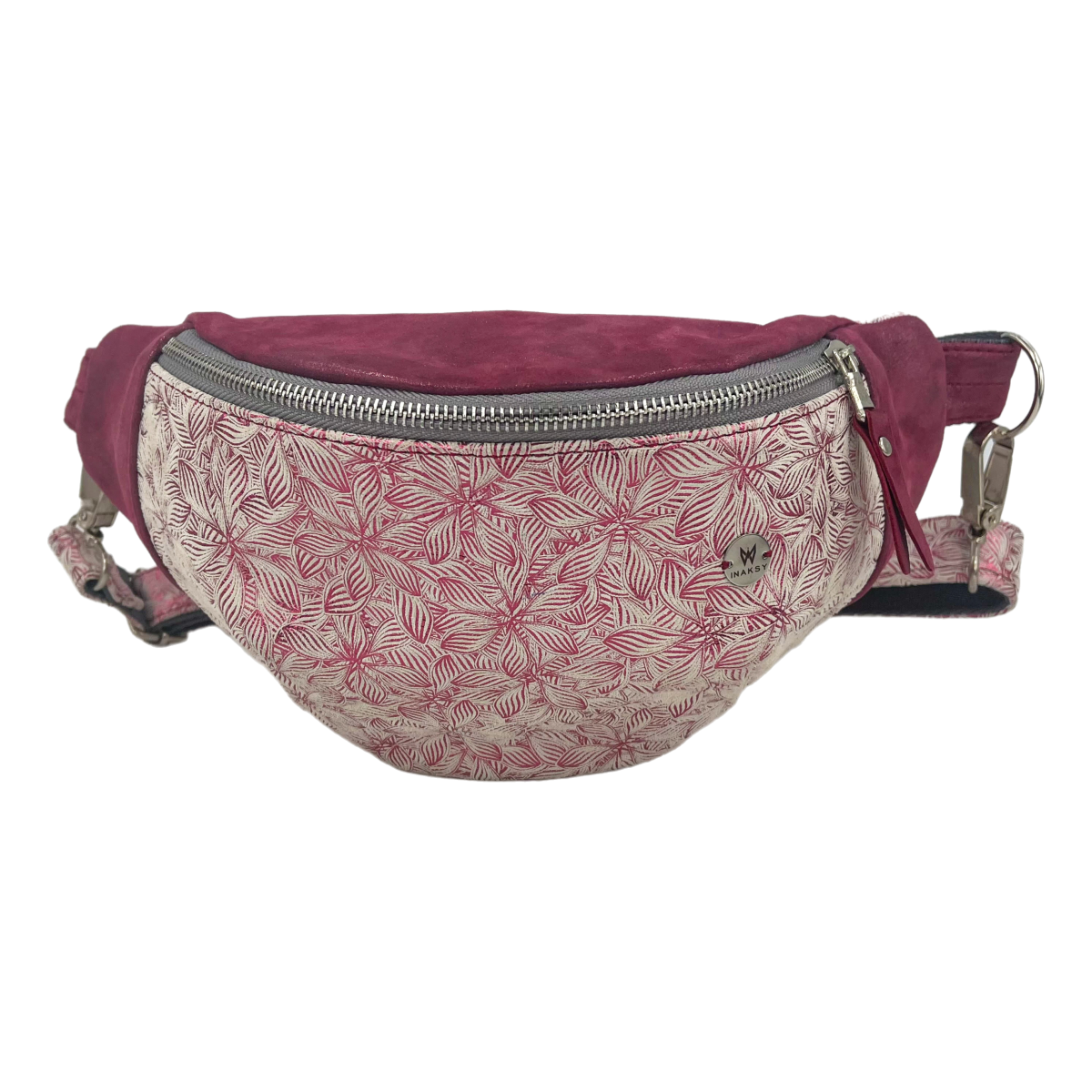 Leather Pink Flower Bum Bag for Woman - Crossbody / Waist