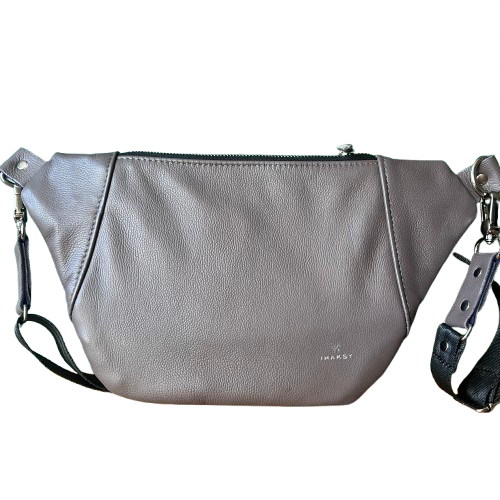 The Sleek Motion – Grey with Plum Accent Cowhide Leather Bag