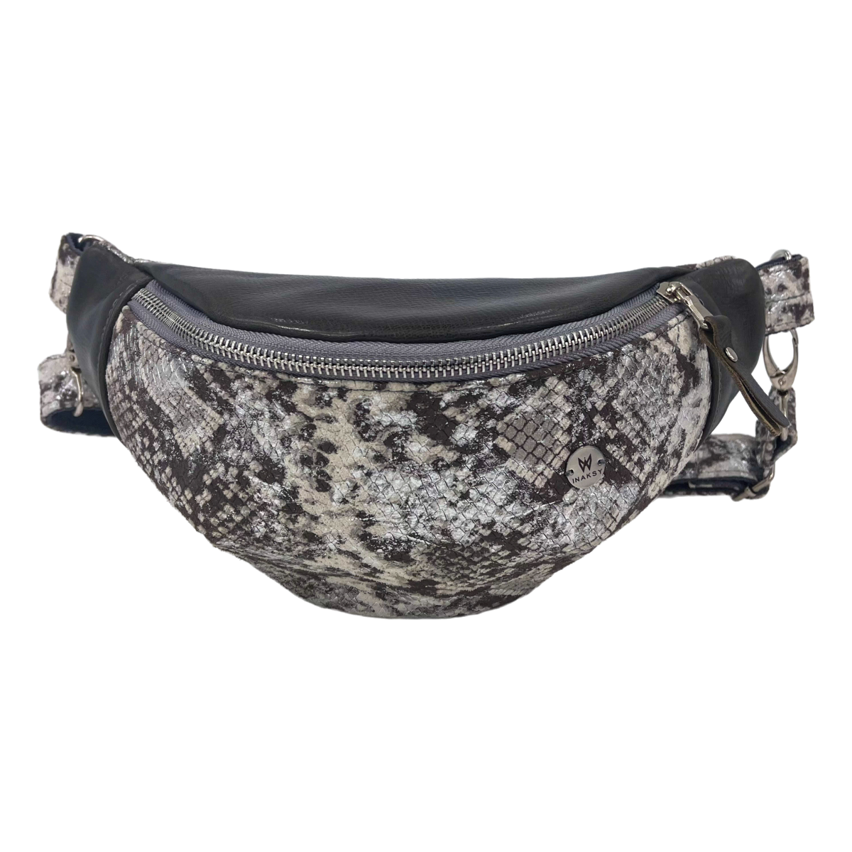 Leather Silver Snake Print Bum Bag for Woman - Crossbody / Waist