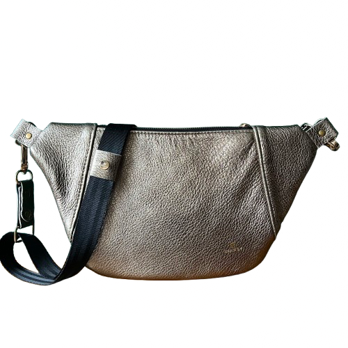 Sleek City Bag – Light Gold Deer Leather x Black Cowhide