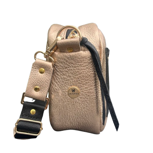 Urban Box Bag – Made from Italian Deer Leather Petal Gold & Black