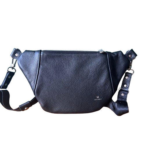 The Sleek Stripes – Orange Suede & Cowhide Leather Bag with Black Strap