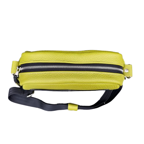 Leather Lime Green & Black Box Crossbody Bag
