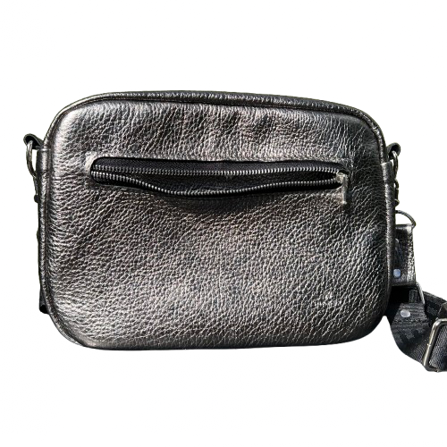 Urban Box Bag – Made from Italian Deer Leather Metallic Gunmetal & Black