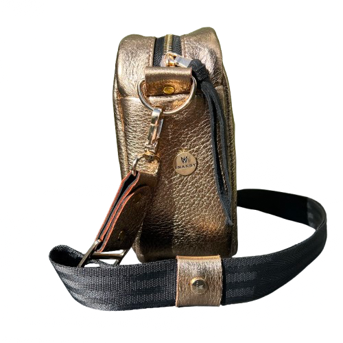 Urban Box Bag – Made from Italian Deer Leather Metalilc Gold & Black