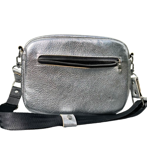 Urban Box Bag – Made from Italian Deer Leather Metallic Silver & Black