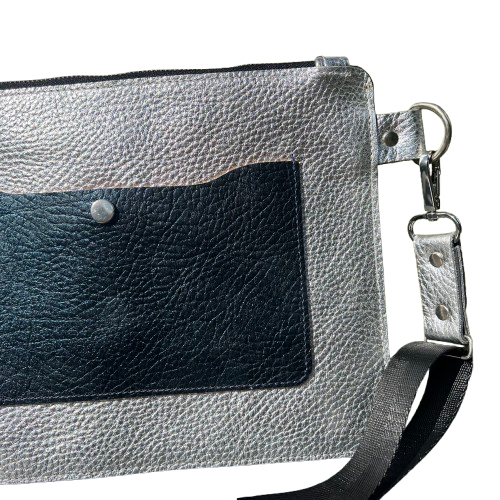 Twinkle Pop Envelope Bag – Handcrafted Italian Leather, Metallic Silver