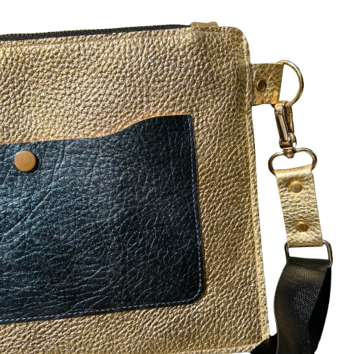 Twinkle Pop Envelope Bag – Handcrafted Italian Leather, Metallic Gold