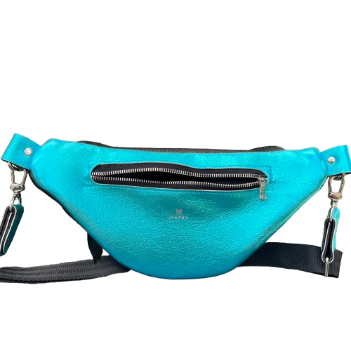 Twinkle Pop Bum bag – Turquoise & Black Cowhide Leather, Limited Edition