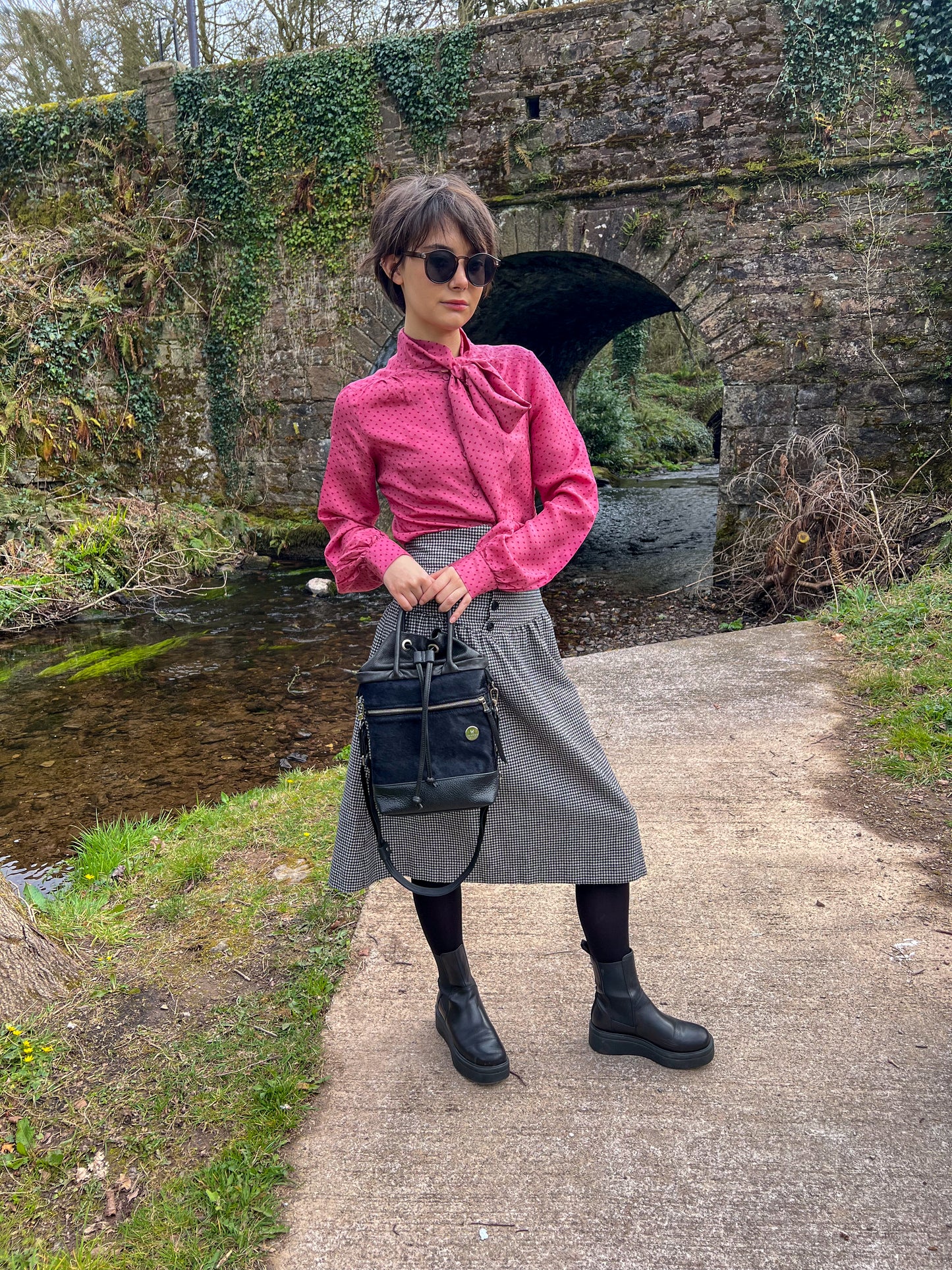 Leather Black Bucket Bag