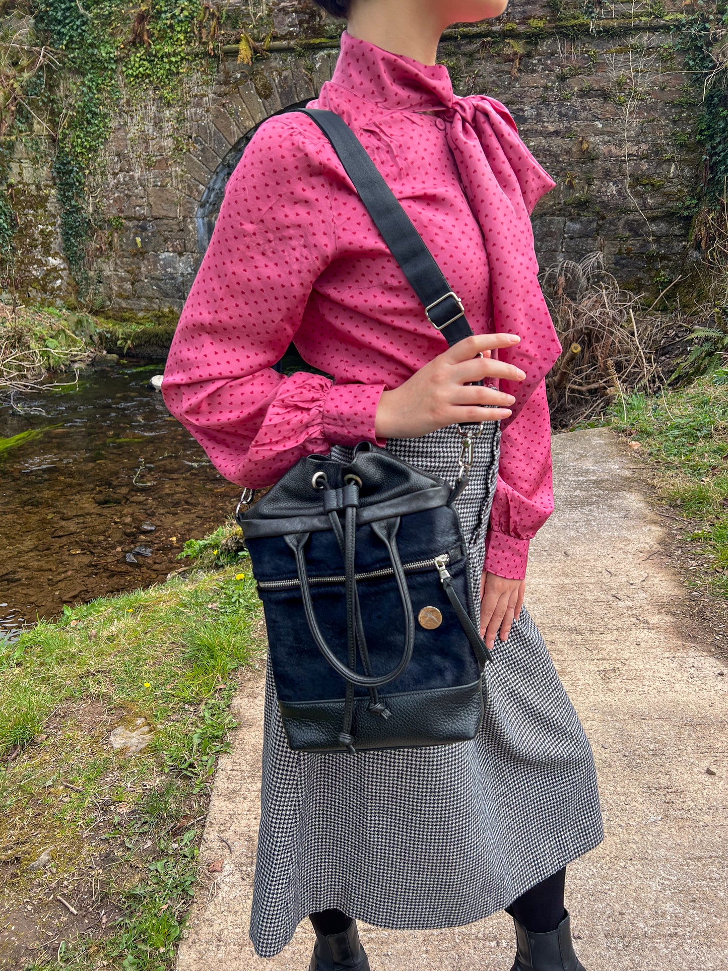 Leather Black Bucket Bag