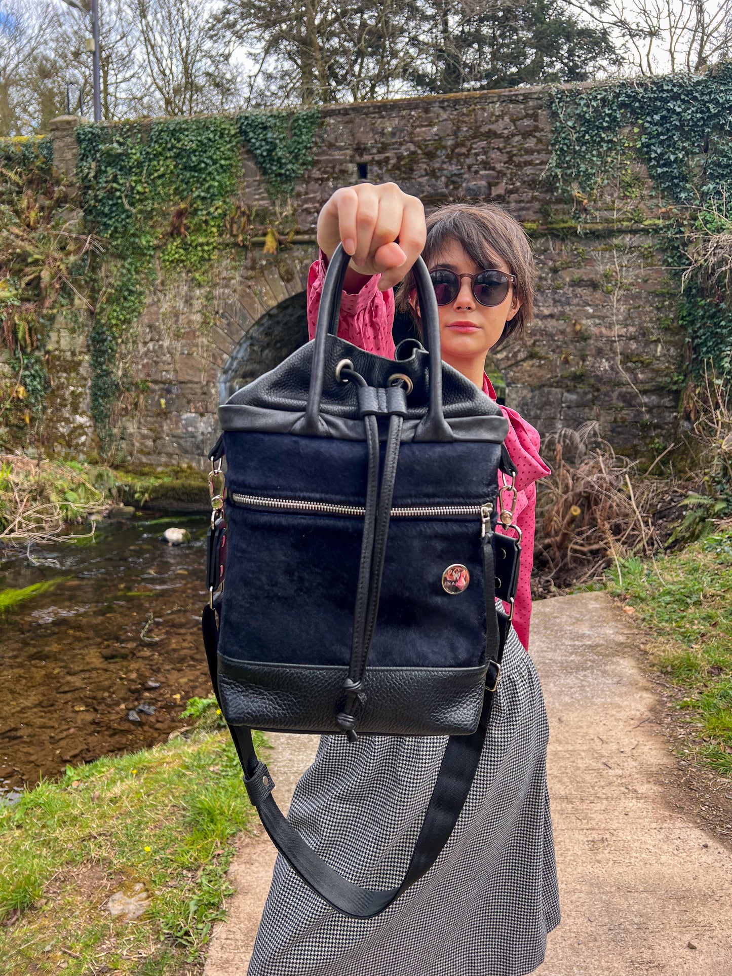 Leather Black Bucket Bag