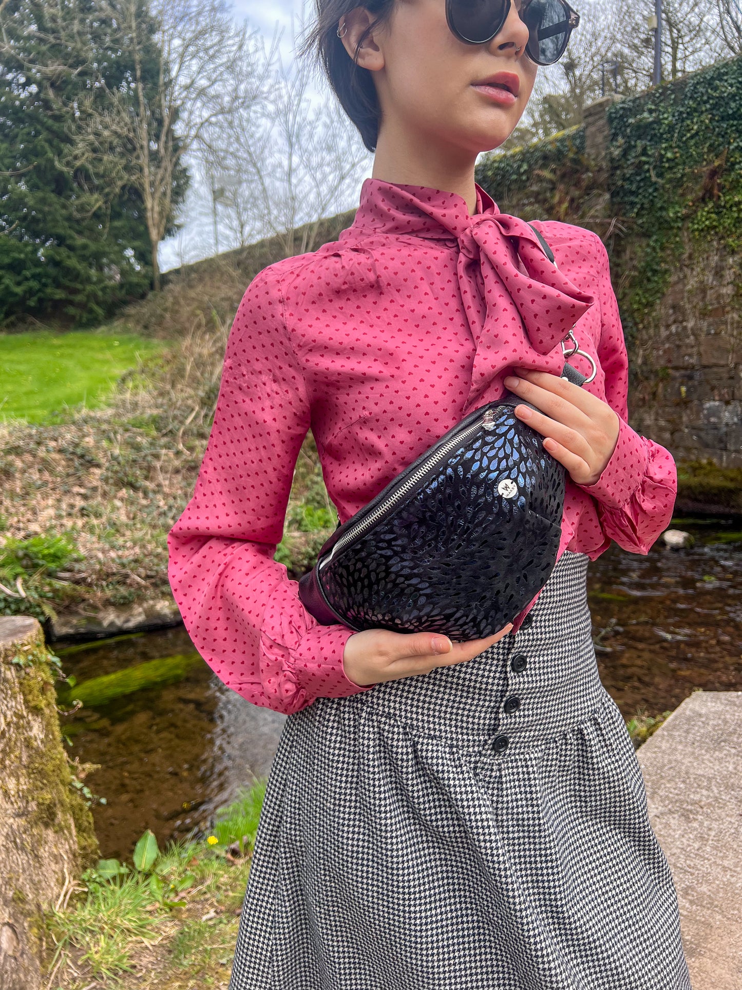 Leather Black Navy Bum Bag