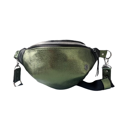 Leather Black and Green Bum Bag