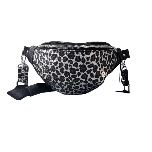 Leather Silver Leopard Print Bum Bag