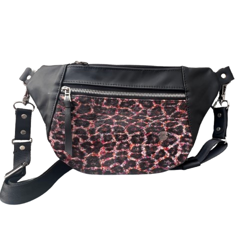 Leather Multi-Colour Leopard Black Sleek Bag
