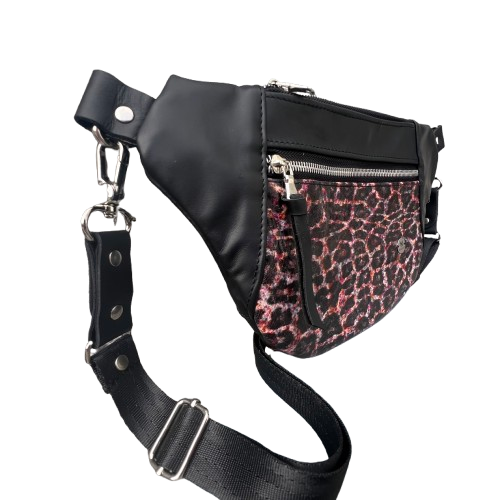 Leather Multi-Colour Leopard Black Sleek Bag