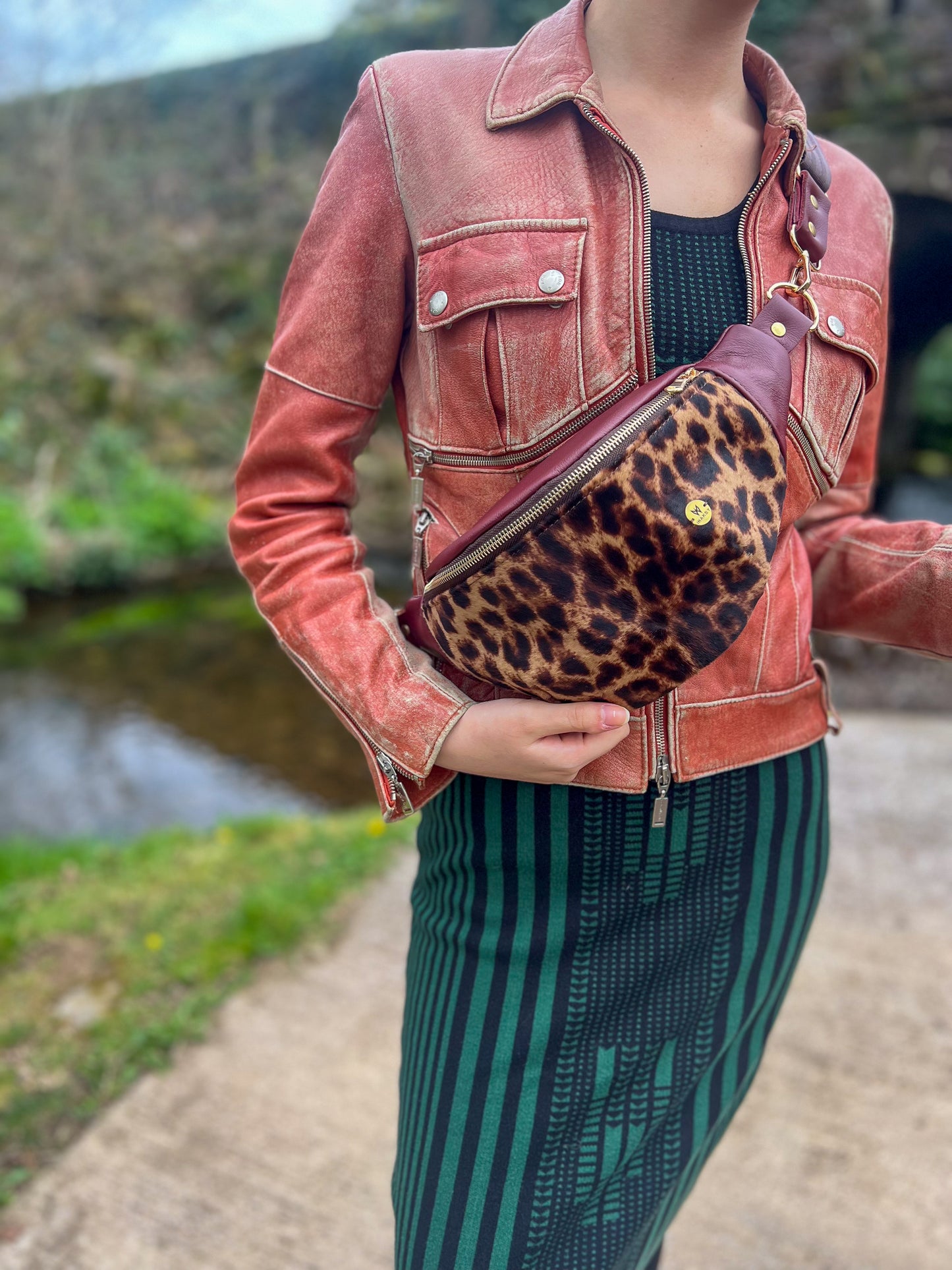 Leather Leaopard Print Bum Bag