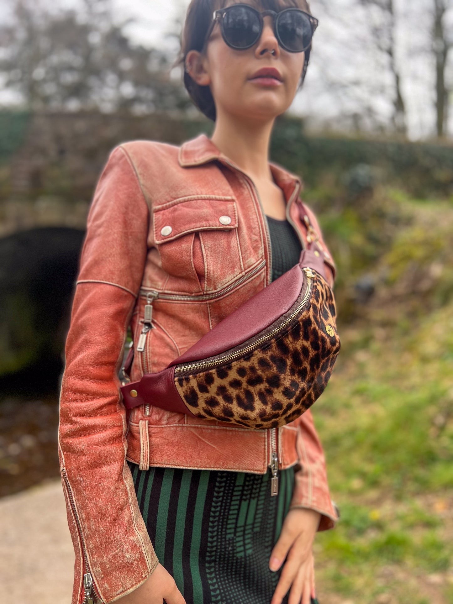 Leather Leaopard Print Bum Bag
