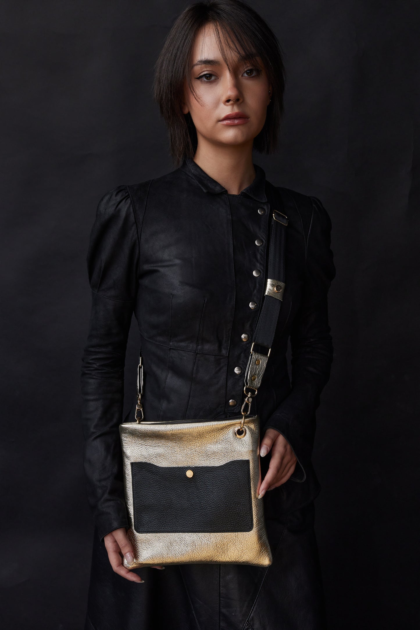 Twinkle Pop Sack Bag – Gold Deer Leather, Limited Edition