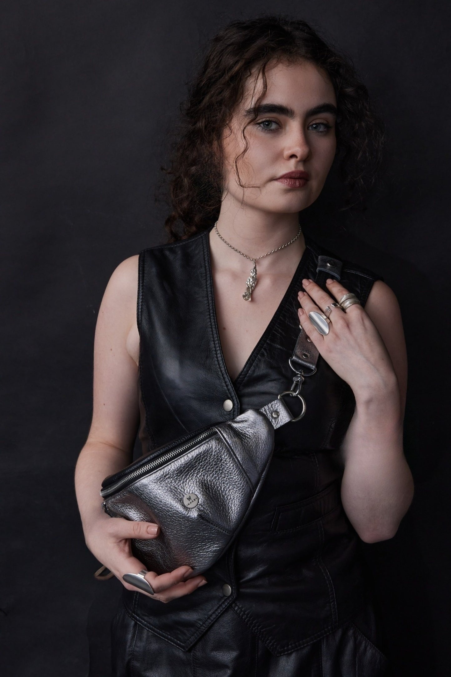 Twinkle Pop Silver Bum bag – Metallic Deer Leather, Limited Edition