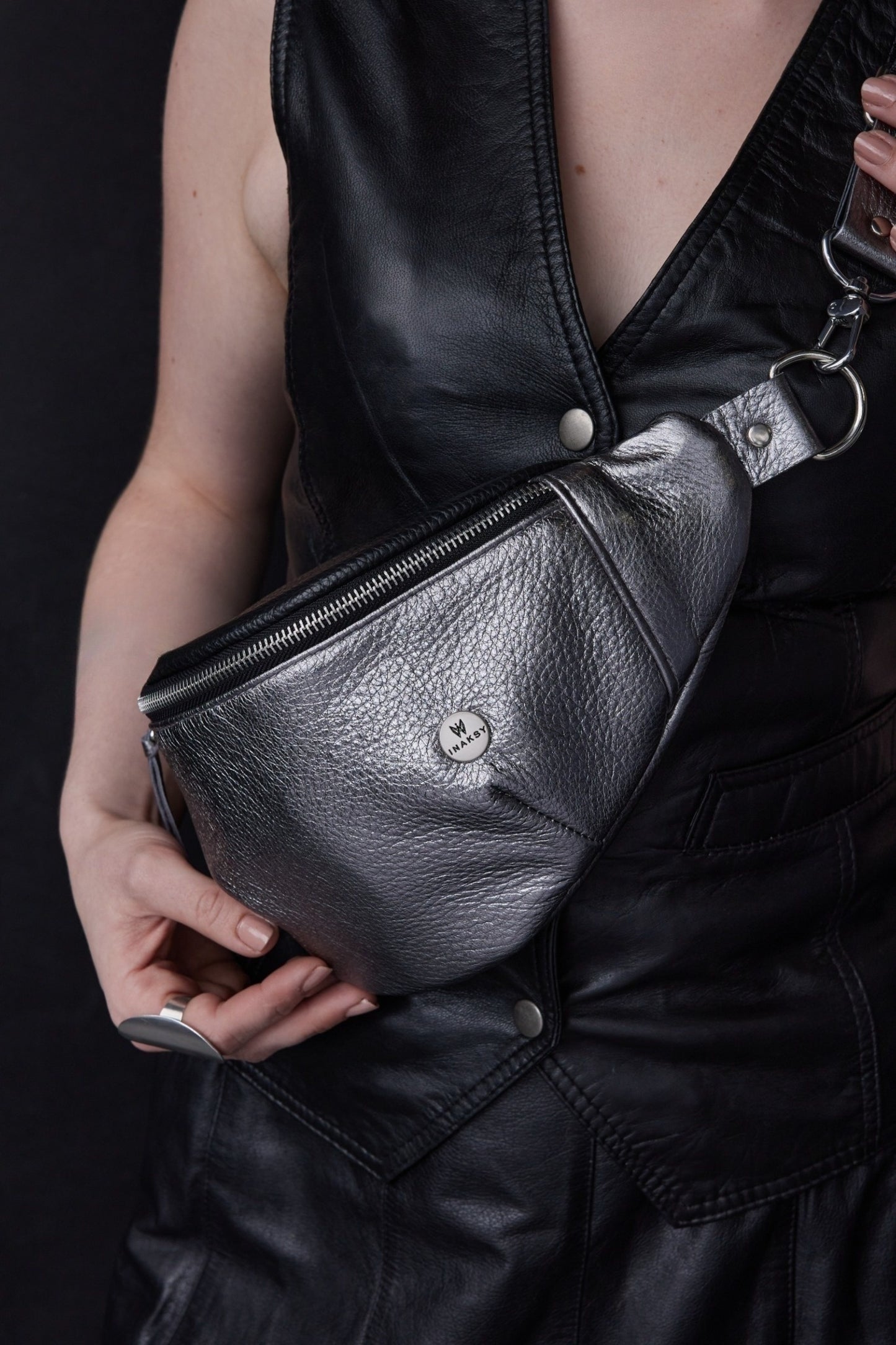 Twinkle Pop Silver Bum bag – Metallic Deer Leather, Limited Edition