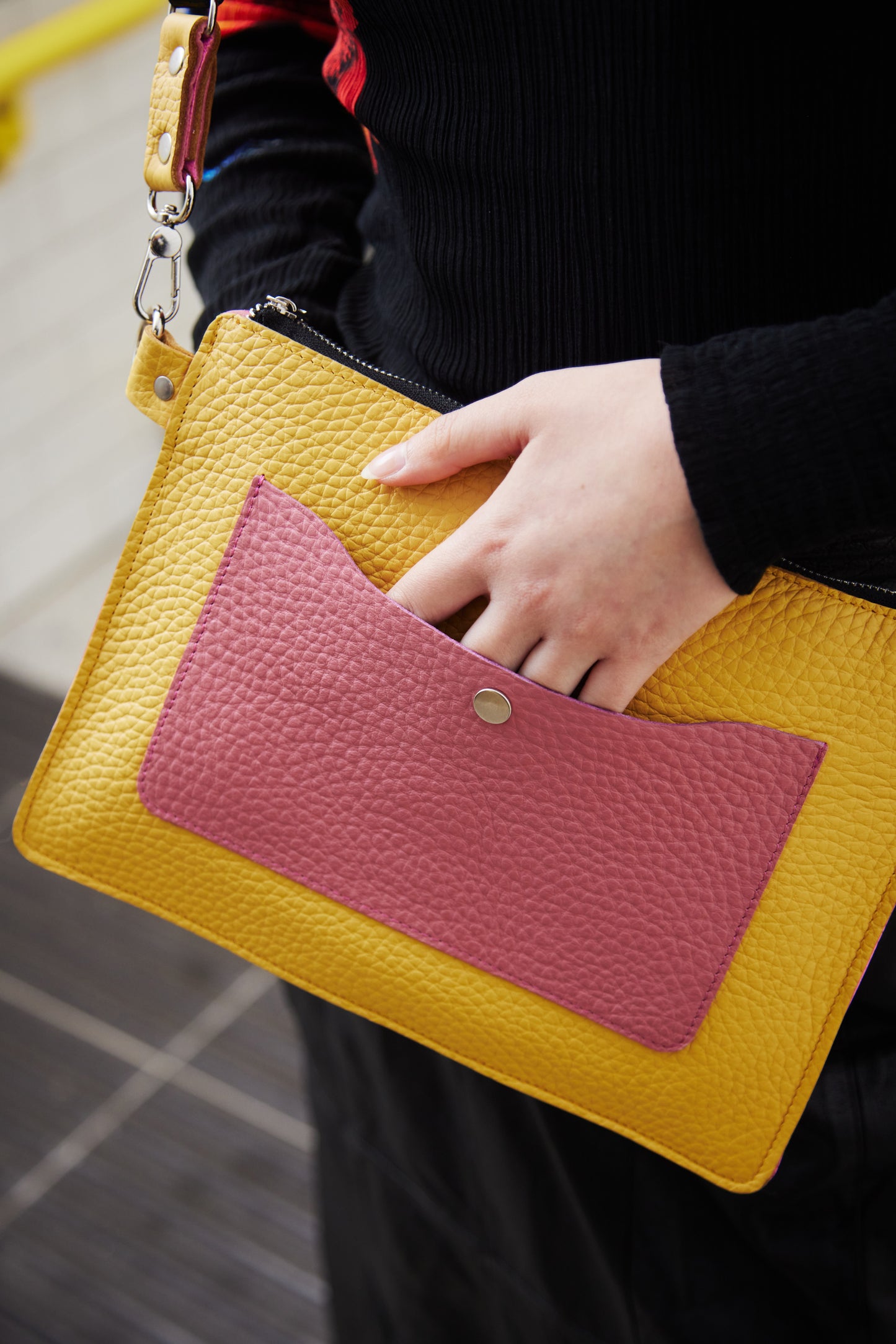 Leather Yellow Crossbody Bag for Woman