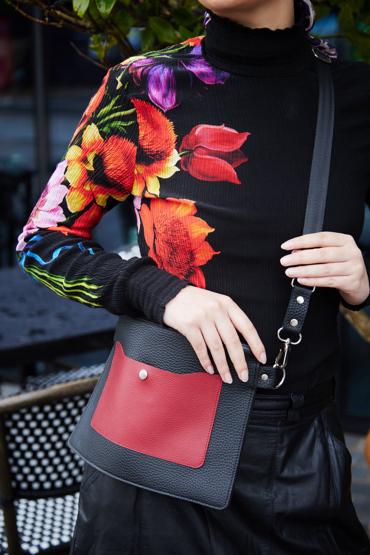 Leather Black Crossbody Bag for Woman
