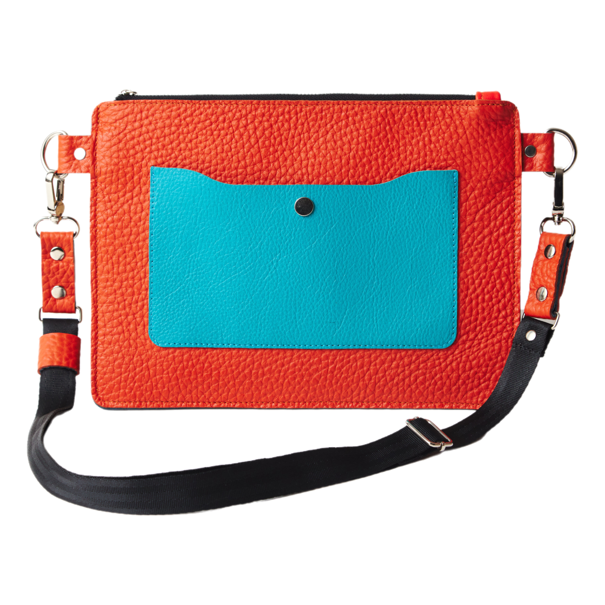 Leather Orange Crossbody Bag for Woman