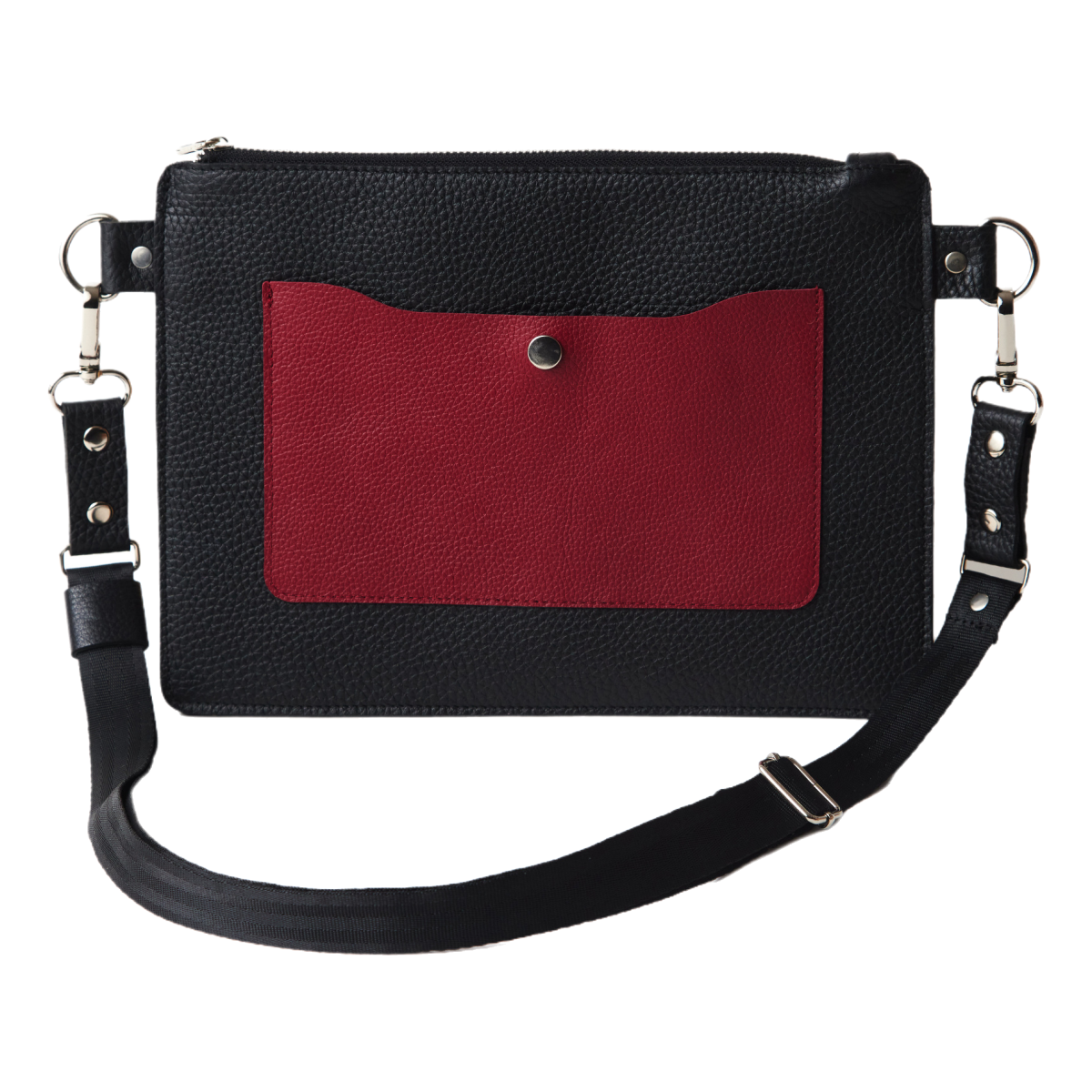 Leather Black Crossbody Bag for Woman