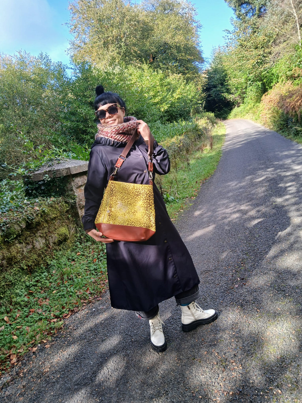 Diamond Bag –  Yellow Hair On Leopard Print Leather Bag