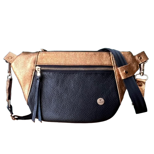 Sleek City Bag – Copper Gold Deer Leather x Black Cowhide