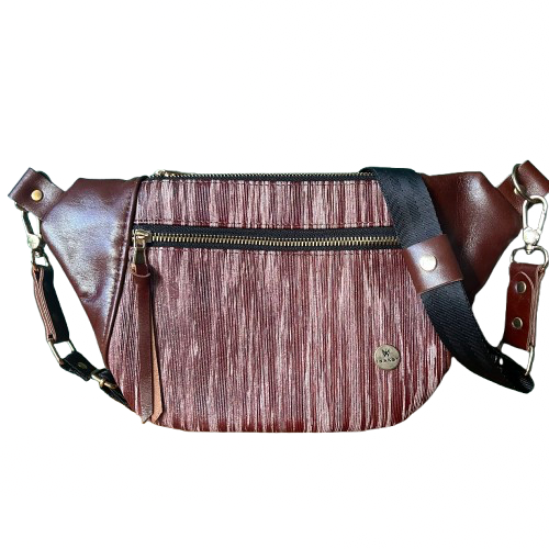 The Sleek Stripes – Brown Funky Cowhide Leather Bag (One of a Kind)