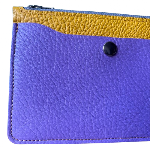 Cowhide Leather Pouch – Yellow & Purple