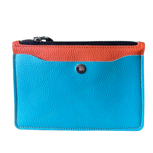 Orange & Turquise Cowhide Leather  Pouch