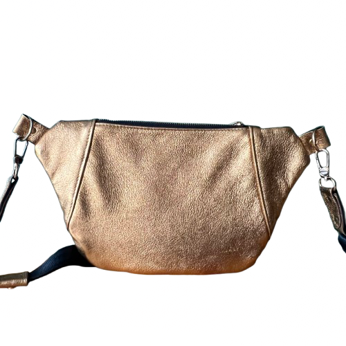 Sleek City Bag – Copper Gold Deer Leather x Black Cowhide