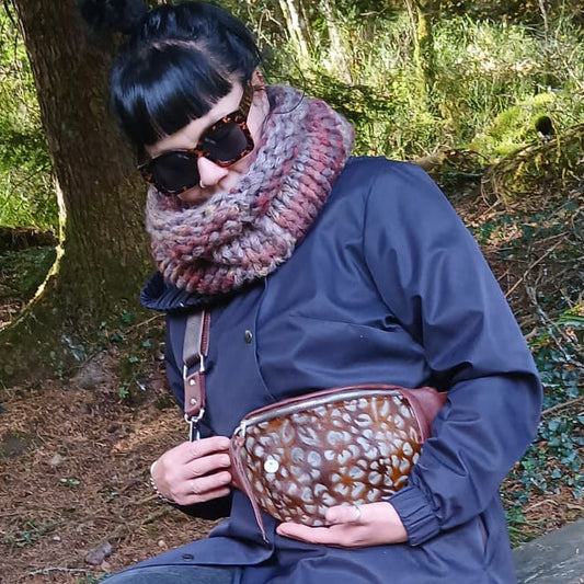Brown Floral Leather Bum Bag