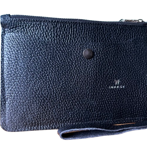 Black Cowhide Leather Pouch