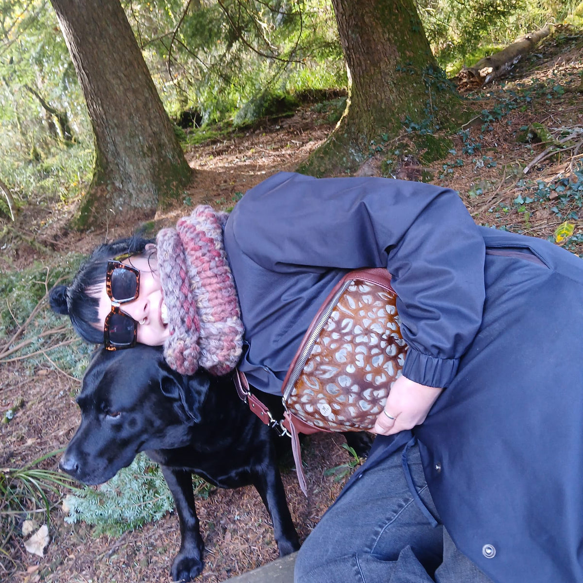 Brown Floral Leather Bum Bag