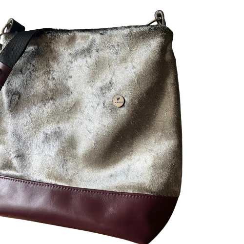 Trapezoid Bag – Burgundy Plum & Silver Hair-On Leather