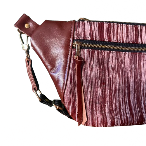 The Sleek Stripes – Brown Funky Cowhide Leather Bag (One of a Kind)
