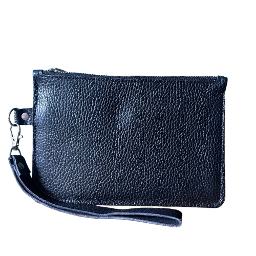 Black Cowhide Leather Pouch
