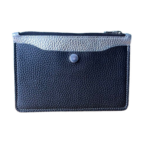Silver & Black Zipper Wallet