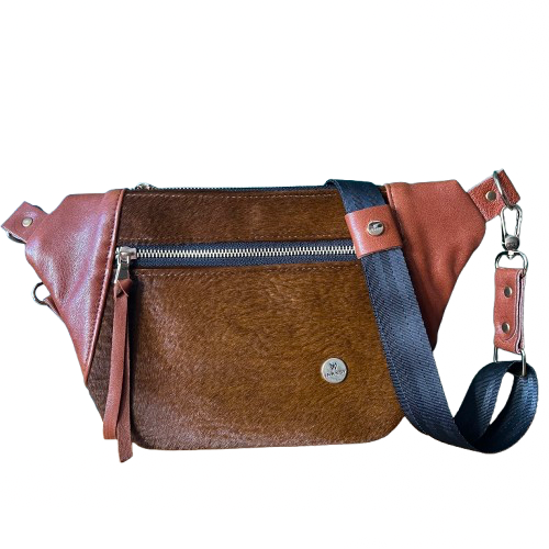 Sleek City Bag – Brown Hair-on Cowhide & Italian Lamb Leather