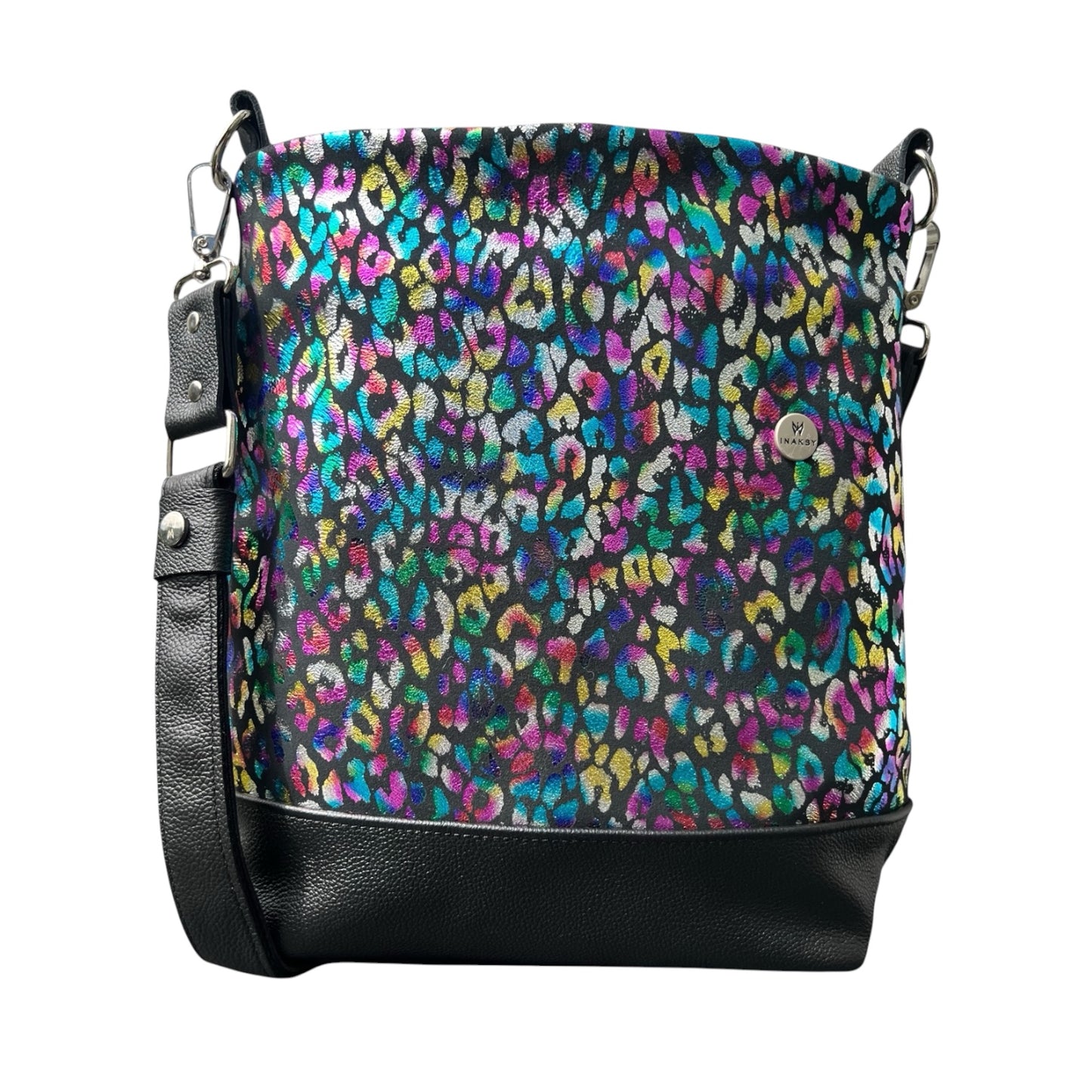 Trapezoid Bag –  Metalic Leopard Print Leather Bag