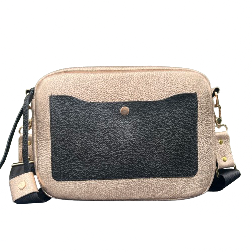 Urban Box Bag – Made from Italian Deer Leather Petal Gold & Black