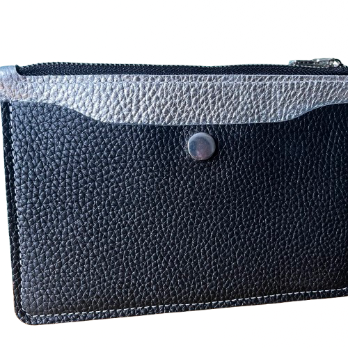 Silver & Black Zipper Wallet