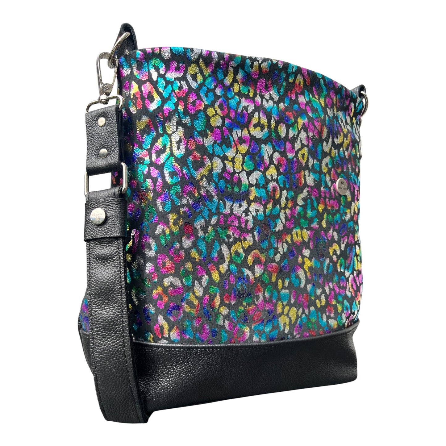 Trapezoid Bag –  Metalic Leopard Print Leather Bag