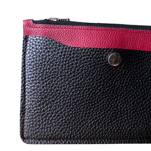 Two-Tone Cowhide Wallet – Burgundy & Black