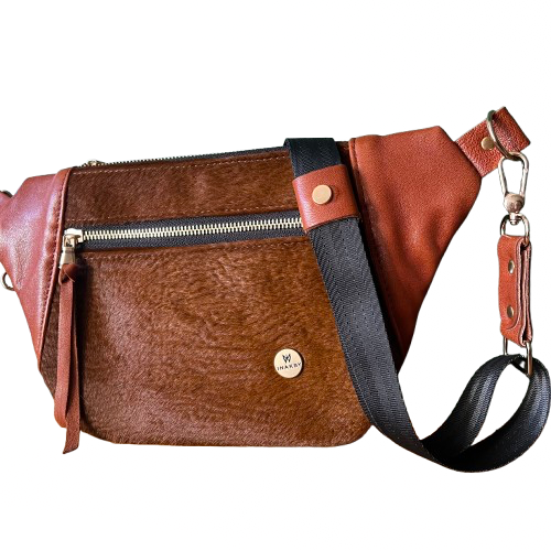Sleek City Bag – Brown Hair-on Cowhide & Italian Lamb Leather